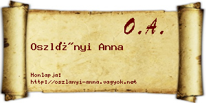 Oszlányi Anna névjegykártya